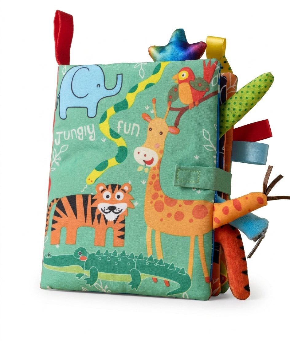 Montivara Baby Soft Book – Hochkontrast-Knisterstoffbuch für die sensorische Entwicklung von Neugeborenen