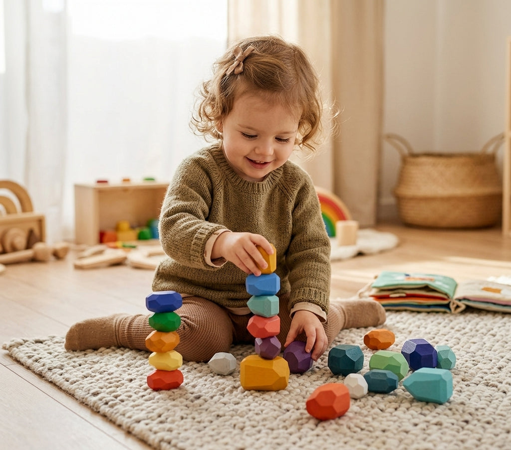 Montessori Wooden Stones (21 Pieces)